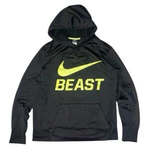 Nike Hoodie Mens Medium Black Therma-Fit Beast Swoosh Sweatshirt Size Large (I)